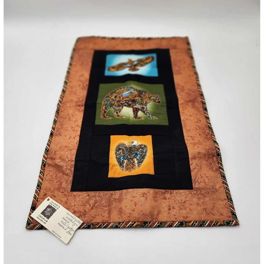 Hand Sewn Wall Art Native American Quilt‎ Artwork Yukon Canada  Bear Eagle Totem